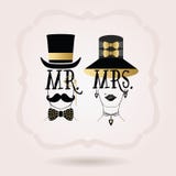 Black and golden abstract elegant Mr. Male & Mrs. Female icons stock illustration Black and golden abstract elegant Mr. Male & Mrs. Female icons stock illustration