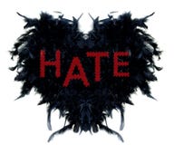 Black hearth made of black feathers with text HATE stock illustration Black hearth made of black feathers with text HATE stock illustration