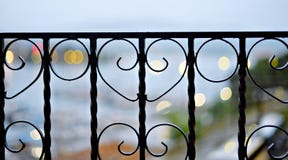 Black metal fence, decorative cast iron close-up stock images Black metal fence, decorative cast iron close-up stock images