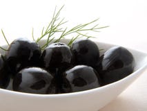Black Olives In The White Bowl Royalty Free Stock Photo
