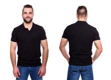 Black polo shirt with a collar on a young man royalty free stock photo Black polo shirt with a collar on a young man royalty free stock photo