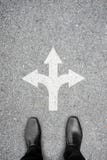 Black Shoes Standing At The Crossroad Stock Photography Black Shoes Standing At The Crossroad Stock Photography