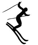 Black Skier Flat Icon on White Background vector illustration Black Skier Flat Icon on White Background vector illustration