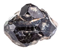 Black Spinel mineral gem stone on diopside crystals