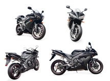 Black sport bike. On a white background in different perspectives Royalty Free Stock Photo Black sport bike. On a white background in different perspectives Royalty Free Stock Photo