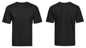 Black T-shirt On A Young Man White Background, Front And Back Stock ...