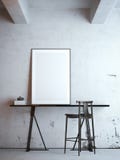 Black table with blank frame. 3d rendering