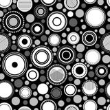 Black and white abstract geometric circles seamless pattern, vector