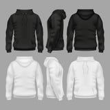 Black and white blank sweatshirt hoodie vector templates