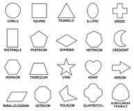 Simple geometric 2d shapes. School geometry vector diagram