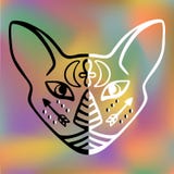Black and white cat face vector Sacred animal of ancient Egypt Mystical cat face Egyptian hieroglyphic symbols Hand drawn tattoo c Stock Photography Black and white cat face vector Sacred animal of ancient Egypt Mystical cat face Egyptian hieroglyphic symbols Hand drawn tattoo c Stock Photography