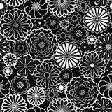 Black and white circle daisy flowers natural seamless pattern, vector stock illustration Black and white circle daisy flowers natural seamless pattern, vector stock illustration
