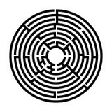 Black and White Circle labyrinth, Children riddle game, puzzle with an entry and an exit. vector illustration Black and White Circle labyrinth, Children riddle game, puzzle with an entry and an exit. vector illustration