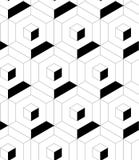 MODERN GEOMETRIC CUBIC SEAMLESS VECTOR PATTERN. CROSSING LINEAR MESH MONOCHROME TEXTURE. HEXAGON POLYGON BACKGROUND stock illustration MODERN GEOMETRIC CUBIC SEAMLESS VECTOR PATTERN. CROSSING LINEAR MESH MONOCHROME TEXTURE. HEXAGON POLYGON BACKGROUND stock illustration