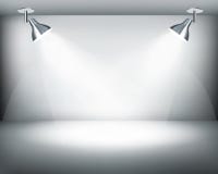 Black and white retro showroom with two lights. royalty free illustration Black and white retro showroom with two lights. royalty free illustration