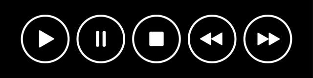 Black, white round music control buttons set royalty free illustration Black, white round music control buttons set royalty free illustration