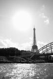 Black and white view of the Eiffel Tower from the Seine stock photos Black and white view of the Eiffel Tower from the Seine stock photos