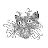 Black and wite cat with ethnic floral ornaments for adult coloring book. Zentagle pattern. Vector doodle illustration Royalty Free Stock Image Black and wite cat with ethnic floral ornaments for adult coloring book. Zentagle pattern. Vector doodle illustration Royalty Free Stock Image