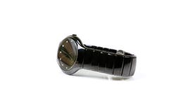 Black wrist watch. Beautiful shot of black wrist watch on white background Stock Images Black wrist watch. Beautiful shot of black wrist watch on white background Stock Images