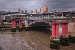 Blackfriars Overground Station With St Paul Cathedral At Dusk Stock Images Blackfriars Overground Station With St Paul Cathedral At Dusk Stock Images