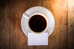 Blank card with coffee cup royalty free stock images Blank card with coffee cup royalty free stock images
