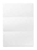 Blank paper with fold mark. isolated on white.