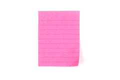 Blank pink post note paper sticker with line on white background Stock Photography Blank pink post note paper sticker with line on white background Stock Photography