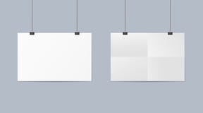 Download Blank Poster White Paper Mockup A4 Sheet With Folds Horizontal Templates Of Sheet With Clips Newspaper Frame With Shadow Hang Stock Vector Illustration Of Newspaper Clean 182429871 PSD Mockup Templates
