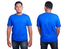 Men's Blank Blue V-Neck Shirt Template Stock Image - Image of back, clothing: 36166287