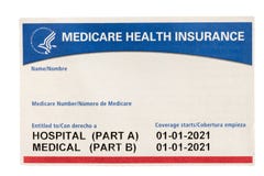 Blank USA medicare health insurance card isolated against white background