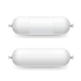 Blank white empty plastic sausage package Vector food mockup isolated royalty free illustration Blank white empty plastic sausage package Vector food mockup isolated royalty free illustration