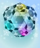 Blauer Winterdiamant mit fallendem Schneevektor lizenzfreie abbildung Blauer Winterdiamant mit fallendem Schneevektor lizenzfreie abbildung