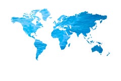 Blauw die water met de vorm van de wereldkaart op witte achtergrond wordt geïsoleerd stock illustratie Blauw die water met de vorm van de wereldkaart op witte achtergrond wordt geïsoleerd stock illustratie