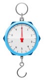 Blauw mechanisch weeghaaksaldo met rode pijl Vector illustratie stock illustratie Blauw mechanisch weeghaaksaldo met rode pijl Vector illustratie stock illustratie
