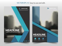Blauwe abstracte van het het jaarverslagontwerp van de driehoeksbrochure het malplaatjevector Affiche van het bedrijfsvliegers de vector illustratie Blauwe abstracte van het het jaarverslagontwerp van de driehoeksbrochure het malplaatjevector Affiche van het bedrijfsvliegers de vector illustratie