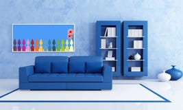 Blauwe woonkamer royalty-vrije illustratie Blauwe woonkamer royalty-vrije illustratie