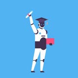 Bleu gradué d'intelligence artificielle de concept d'aide de bot d'éducation de machine de chapeau d'étudiant de certificat de di illustration stock Bleu gradué d'intelligence artificielle de concept d'aide de bot d'éducation de machine de chapeau d'étudiant de certificat de di illustration stock
