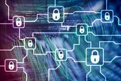 Blochain information encryption. Cyber security, crypto currency stock photo Blochain information encryption. Cyber security, crypto currency stock photo
