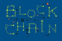 Blockchain concept with digital and electronics font style. vector illustration Blockchain concept with digital and electronics font style. vector illustration