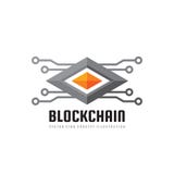 Blockchain technology - vector logo template concept illustration. Abstract geometric business sign. Digital crypto currency. stock illustration Blockchain technology - vector logo template concept illustration. Abstract geometric business sign. Digital crypto currency. stock illustration
