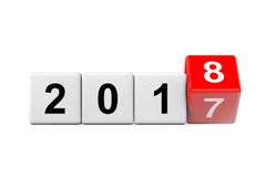 Blocs avec la transition de l'année 2017 à 2018 rendu 3d illustration libre de droits Blocs avec la transition de l'année 2017 à 2018 rendu 3d illustration libre de droits