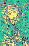 Bloemvrouw - psychedelisch kleurrijk art. Surreal fantasiekrabbel vector illustratie Bloemvrouw - psychedelisch kleurrijk art. Surreal fantasiekrabbel vector illustratie