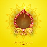 Blom- upplyst tänd lampa för lycklig Diwali beröm stock illustrationer Blom- upplyst tänd lampa för lycklig Diwali beröm stock illustrationer