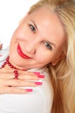 Blond Woman Face With Nails Royalty Free Stock Photography