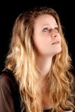 Woman portrait black background looking up Stock Photos Woman portrait black background looking up Stock Photos