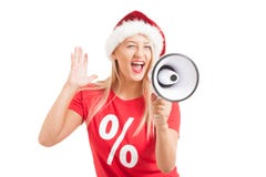 Blonde girl holding megaphone on white background royalty free stock photos Blonde girl holding megaphone on white background royalty free stock photos