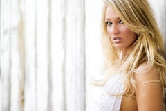 Blonde girl woman dressed as Farm country or Cowgirl royalty free stock photos Blonde girl woman dressed as Farm country or Cowgirl royalty free stock photos