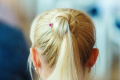 The blonde hair girls. Rear view. A bump from long hair girls royalty free stock images The blonde hair girls. Rear view. A bump from long hair girls royalty free stock images