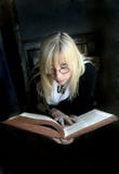 Blonde Woman With Glasses And Old Book Royalty Free Stock Images Blonde Woman With Glasses And Old Book Royalty Free Stock Images