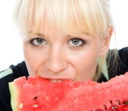 Blondy Hold Water-melon Royalty Free Stock Photos